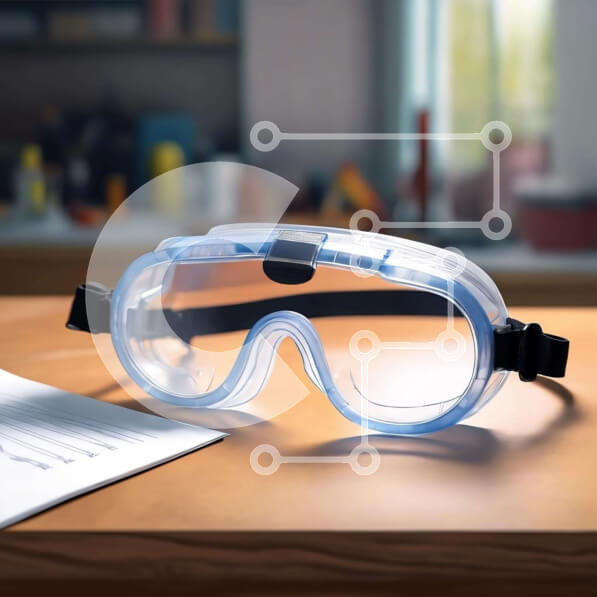 Intra Συλλεκτικό Ξύλινο Παζλ Plywood  4mm - Γυαλιά και εργαλεία ασφαλείας στο τραπέζι Σε Ξύλινο Κουτί - Διαστάσεις Puzzle: 10x10 cm – 25 κομμάτια