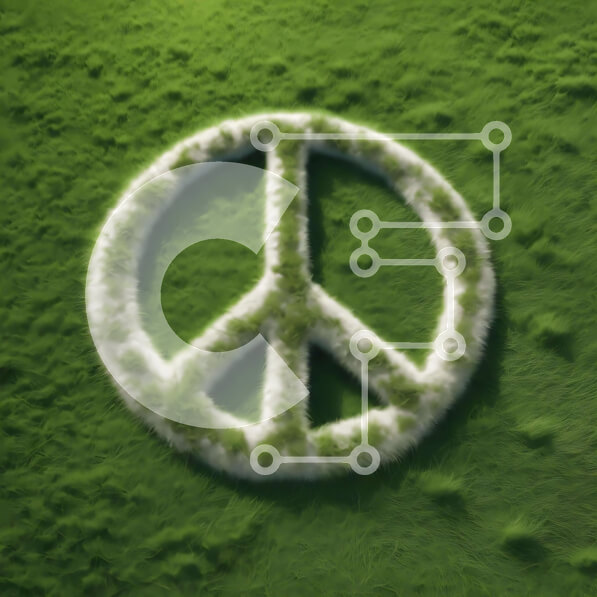 Intra Συλλεκτικό Ξύλινο Παζλ Plywood  4mm - Πινακίδα ειρήνης από γρασίδι στο πράσινο πεδίο Σε Ξύλινο Κουτί - Διαστάσεις Puzzle: 10x10 cm – 25 κομμάτια