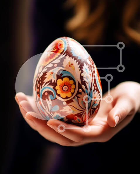 Intra Συλλεκτικό Ξύλινο Παζλ Plywood  4mm - Γυναίκα που κρατά ένα διακοσμημένο αυγό Πάσχας Σε Ξύλινο Κουτί - Διαστάσεις: 10x10 cm – 25 κομμάτια