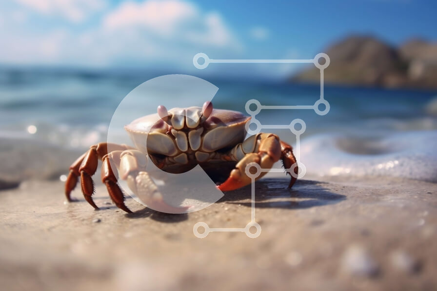 Intra Συλλεκτικό Ξύλινο Παζλ Plywood  4mm - Όμορφη εικόνα ενός καβουριού στην παραλία Σε Ξύλινο Κουτί - Διαστάσεις: 10x10 cm – 25 κομμάτια