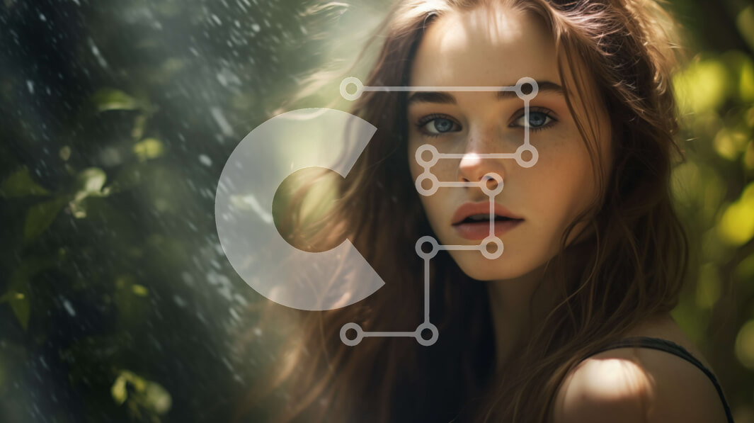 Intra Συλλεκτικό Ξύλινο Παζλ Plywood  4mm - Νεαρή γυναίκα στο δάσος με μακριά σκούρα μαλλιά και μπλε μάτια Σε Ξύλινο Κουτί - Διαστάσεις Puzzle: 10x10 cm – 25 κομμάτια