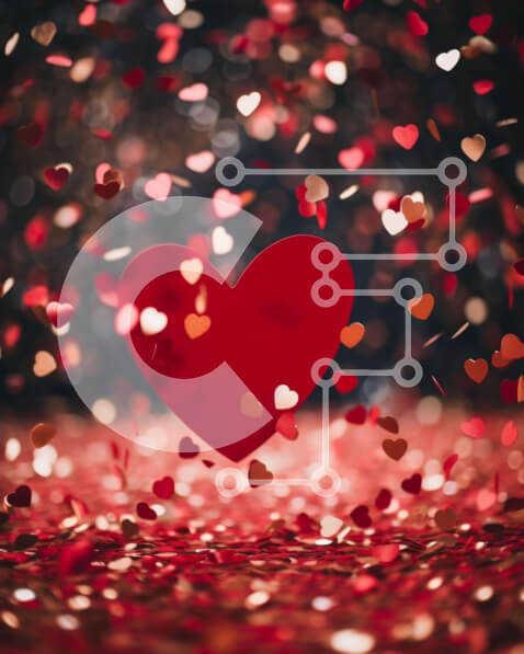 Intra Συλλεκτικό Ξύλινο Παζλ Plywood  4mm - Κόκκινη καρδιά κομφετί φόντο για την ημέρα του Αγίου Βαλεντίνου και ειδικές περιστάσεις Σε Ξύλινο Κουτί - Διαστάσεις Puzzle: 10x10 cm – 25 κομμάτια