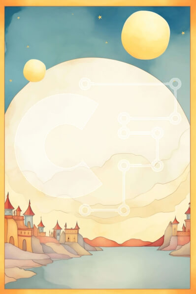 Σετ των 2 Intra Συλλεκτικό Ξύλινο Παζλ Plywood  4mm - Πολύχρωμο τοπίο κινουμένων σχεδίων με πολλά φεγγάρια και κάστρο Σε Ξύλινο Κουτί - Διαστάσεις: 10x10 cm – 25 κομμάτια