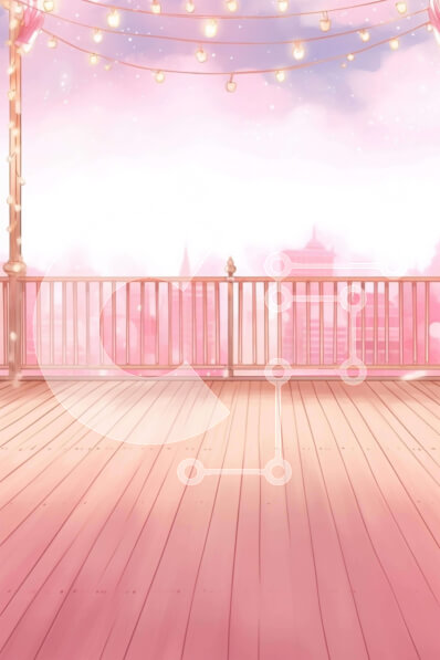 Intra Συλλεκτικό Ξύλινο Παζλ Plywood  4mm - Ρομαντικό ροζ μπαλκόνι με θέα στον ορίζοντα της πόλης με φώτα Σε Ξύλινο Κουτί - Διαστάσεις Puzzle: 10x10 cm – 25 κομμάτια