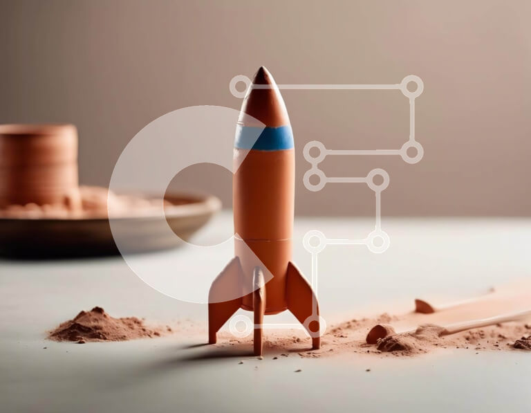 Intra Συλλεκτικό Ξύλινο Παζλ Plywood  4mm - Orange Toy Rocket και Play Clay σε ένα τραπέζι Σε Ξύλινο Κουτί - Διαστάσεις: 10x10 cm – 25 κομμάτια