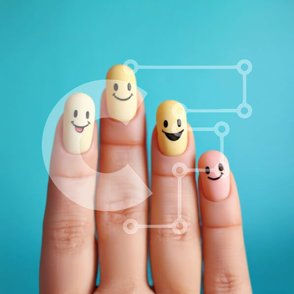 Σετ των 2 Intra Συλλεκτικό Ξύλινο Παζλ Plywood  4mm - Χέρι με σχέδια νυχιών smiley face Σε Ξύλινο Κουτί - Διαστάσεις: 10x10 cm – 25 κομμάτια