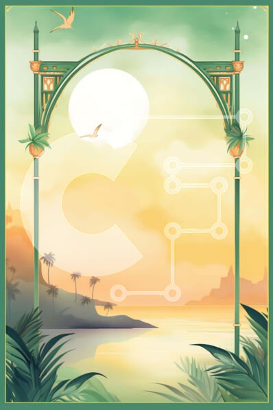 Σετ των 2 Intra Συλλεκτικό Ξύλινο Παζλ Plywood  4mm - Τροπικό τοπίο με αψίδα και πουλιά Σε Ξύλινο Κουτί - Διαστάσεις: 10x10 cm – 25 κομμάτια