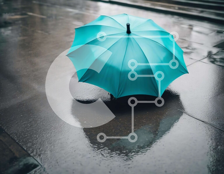 Intra Συλλεκτικό Ξύλινο Παζλ Plywood  4mm - Μπλε ομπρέλα σε υγρό έδαφος Σε Ξύλινο Κουτί - Διαστάσεις Puzzle: 10x10 cm – 25 κομμάτια