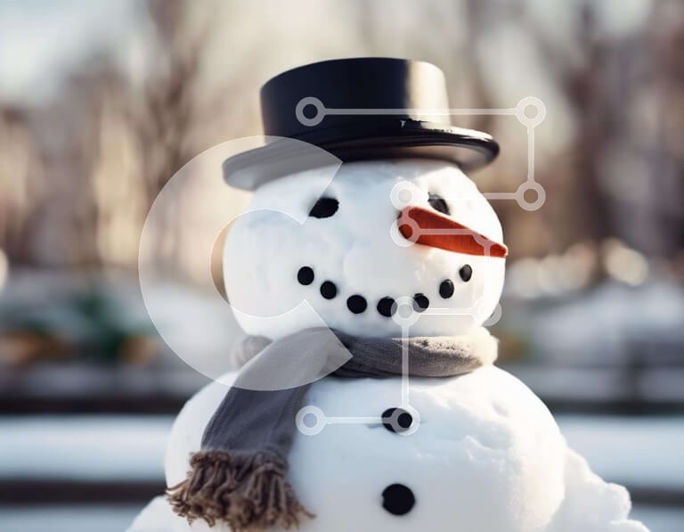 Intra Συλλεκτικό Ξύλινο Παζλ Plywood  4mm - Ασπρόμαυρος χιονάνθρωπος στο χιόνι Σε Ξύλινο Κουτί - Διαστάσεις Puzzle: 10x10 cm – 25 κομμάτια