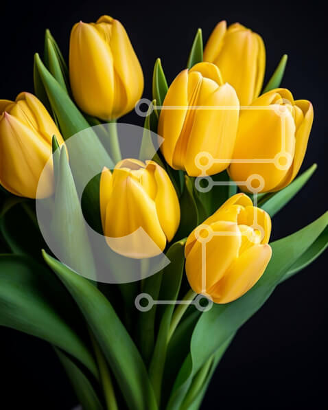 Intra Συλλεκτικό Ξύλινο Παζλ Plywood  4mm - Κίτρινες τουλίπες σε ένα βάζο σε ένα τραπέζι Σε Ξύλινο Κουτί - Διαστάσεις: 10x10 cm – 25 κομμάτια