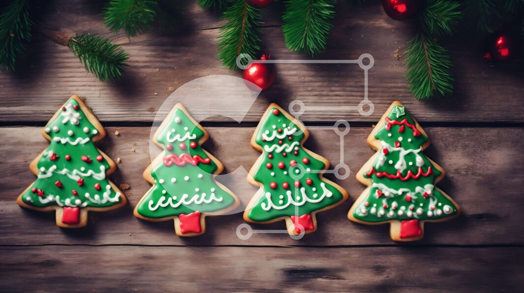 Intra Συλλεκτικό Ξύλινο Παζλ Plywood  4mm - Μπισκότα Χριστουγεννιάτικου Δέντρου σε ξύλινο τραπέζι Σε Ξύλινο Κουτί - Διαστάσεις: 10x10 cm – 25 κομμάτια