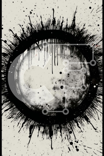 Intra Συλλεκτικό Ξύλινο Παζλ Plywood  4mm - Αφηρημένος ασπρόμαυρος κύκλος με πιτσιλιές χρωμάτων Σε Ξύλινο Κουτί - Διαστάσεις Puzzle: 10x10 cm – 25 κομμάτια