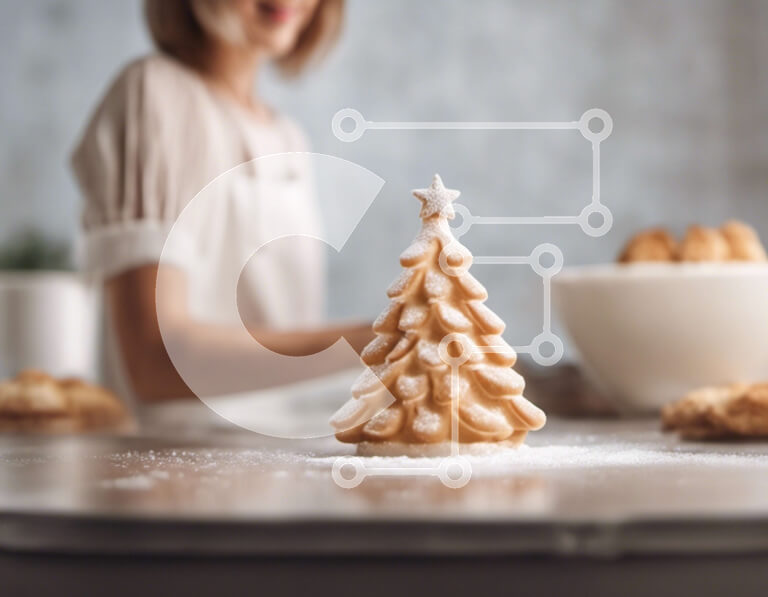 Σετ των 2 Intra Συλλεκτικό Ξύλινο Παζλ Plywood  4mm - Γυναίκα που ετοιμάζει αρτοσκευάσματα και μπισκότα στην κουζίνα Σε Ξύλινο Κουτί - Διαστάσεις: 10x10 cm – 25 κομμάτια