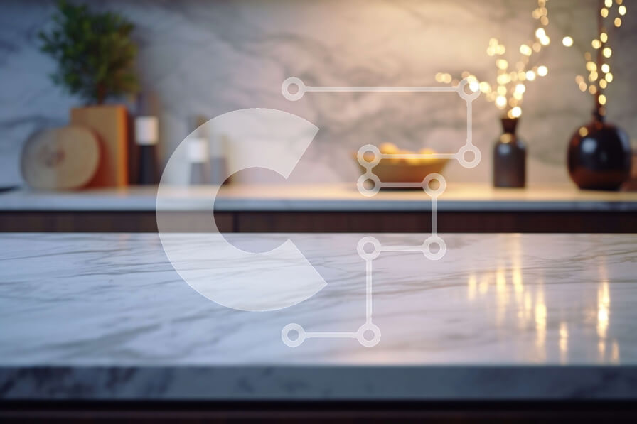 Intra Συλλεκτικό Ξύλινο Παζλ Plywood  4mm - Μαρμάρινος πάγκος κουζίνας με κομψή διακόσμηση Σε Ξύλινο Κουτί - Διαστάσεις Puzzle: 10x10 cm – 25 κομμάτια