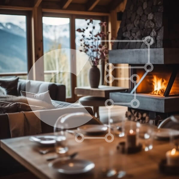 Intra Συλλεκτικό Ξύλινο Παζλ Plywood  4mm - Άνετο σαλόνι με εκπληκτική θέα στο βουνό Σε Ξύλινο Κουτί - Διαστάσεις Puzzle: 10x10 cm – 25 κομμάτια