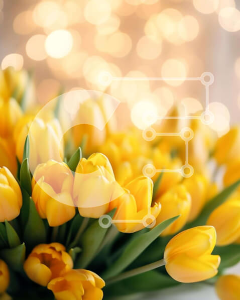 Σετ των 2 Intra Συλλεκτικό Ξύλινο Παζλ Plywood  4mm - Ζωντανό μπουκέτο με κίτρινες τουλίπες και διάφορα λουλούδια Σε Ξύλινο Κουτί - Διαστάσεις: 10x10 cm – 25 κομμάτια