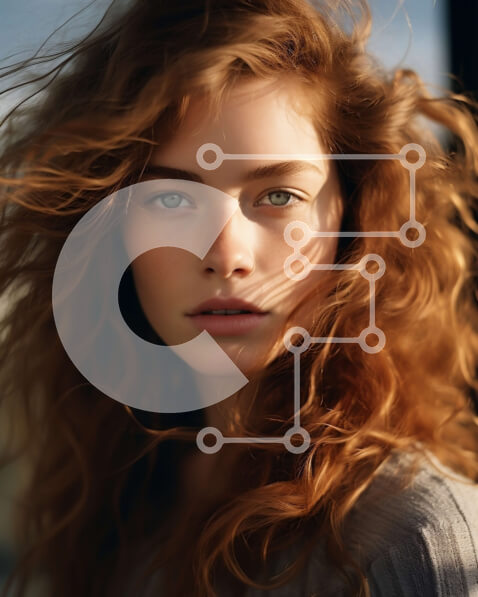 Intra Συλλεκτικό Ξύλινο Παζλ Plywood  4mm - Πορτρέτο μιας γυναίκας με σγουρά κόκκινα μαλλιά και καστανά μάτια Σε Ξύλινο Κουτί - Διαστάσεις Puzzle: 10x10 cm – 25 κομμάτια