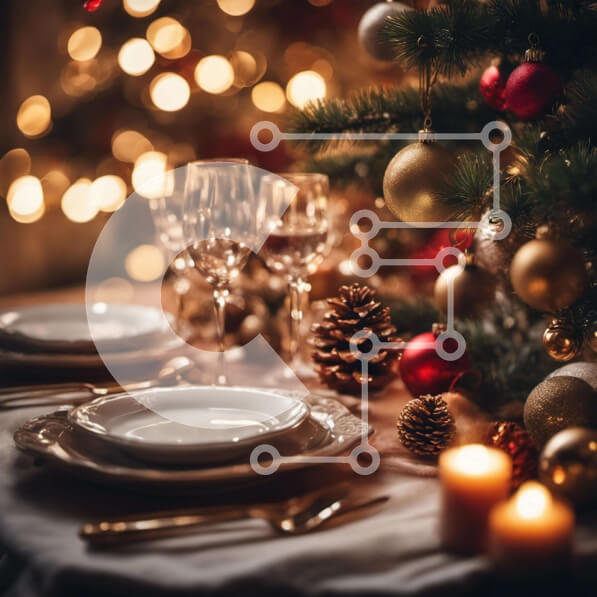 Intra Συλλεκτικό Ξύλινο Παζλ Plywood  4mm - Στήσιμο εορταστικής τραπεζαρίας με χριστουγεννιάτικο δέντρο και κεριά Σε Ξύλινο Κουτί - Διαστάσεις: 10x10 cm – 25 κομμάτια