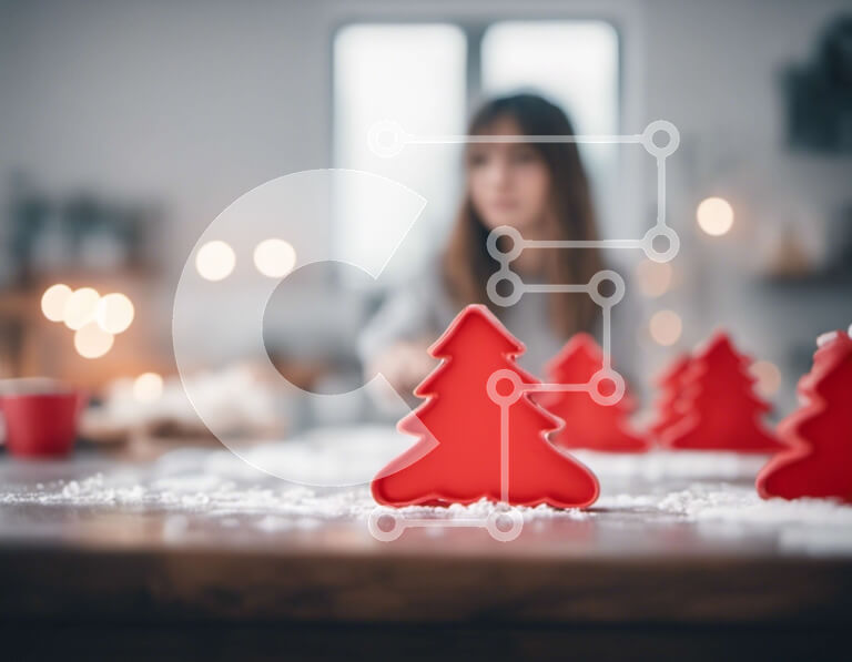 Intra Συλλεκτικό Ξύλινο Παζλ Plywood  4mm - Χριστουγεννιάτικη διακόσμηση τραπεζιού με κόκκινα δέντρα και κεριά Σε Ξύλινο Κουτί - Διαστάσεις: 10x10 cm – 25 κομμάτια