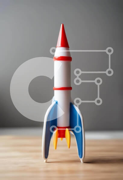 Intra Συλλεκτικό Ξύλινο Παζλ Plywood  4mm - Μικρός πύραυλος παιχνιδιών σε ξύλινο τραπέζι Σε Ξύλινο Κουτί - Διαστάσεις: 10x10 cm – 25 κομμάτια