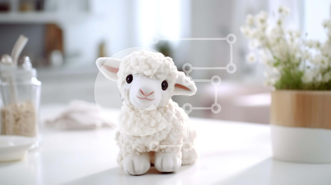 Intra Συλλεκτικό Ξύλινο Παζλ Plywood  4mm - Λευκό παιχνίδι αρνί με φυτά σε γλάστρες και σκεύη Σε Ξύλινο Κουτί - Διαστάσεις: 10x10 cm – 25 κομμάτια