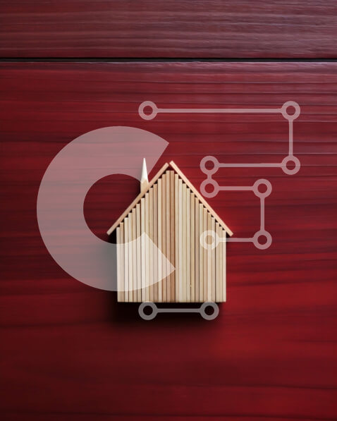 Intra Συλλεκτικό Ξύλινο Παζλ Plywood  4mm - Ξύλινο σπίτι με κόκκινη στέγη και λευκούς τοίχους Σε Ξύλινο Κουτί - Διαστάσεις Puzzle: 10x10 cm – 25 κομμάτια