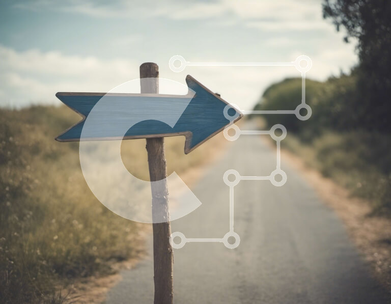 Intra Συλλεκτικό Ξύλινο Παζλ Plywood  4mm - Σημάδι μπλε βέλους στον χλοώδη δρόμο Σε Ξύλινο Κουτί - Διαστάσεις Puzzle: 10x10 cm – 25 κομμάτια