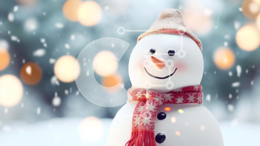 Intra Συλλεκτικό Ξύλινο Παζλ Plywood  4mm - Χιονάνθρωπος στο χιόνι με κόκκινα και λευκά χειμωνιάτικα αξεσουάρ Σε Ξύλινο Κουτί - Διαστάσεις: 10x10 cm – 25 κομμάτια