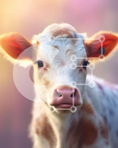 Σετ των 2 Intra Συλλεκτικό Ξύλινο Παζλ Plywood  4mm - Κοντινή όψη του προσώπου ενός μωρού αγελάδας Σε Ξύλινο Κουτί - Διαστάσεις: 10x10 cm – 25 κομμάτια