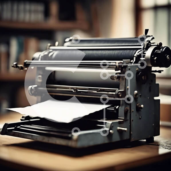 Intra Συλλεκτικό Ξύλινο Παζλ Plywood  4mm - Vintage γραφομηχανή σε ξύλινο τραπέζι με ράφια στο φόντο Σε Ξύλινο Κουτί - Διαστάσεις: 10x10 cm – 25 κομμάτια