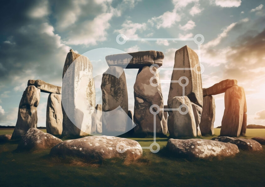 Intra Συλλεκτικό Ξύλινο Παζλ Plywood  4mm - Stonehenge στην αγγλική ύπαιθρο Σε Ξύλινο Κουτί - Διαστάσεις Puzzle: 10x10 cm – 25 κομμάτια