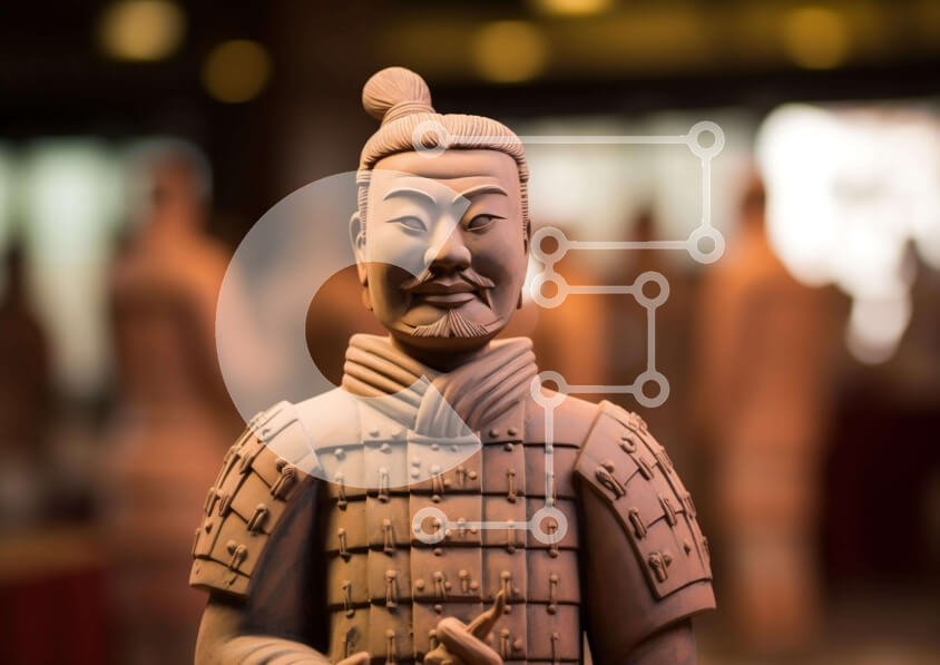 Intra Συλλεκτικό Ξύλινο Παζλ Plywood  4mm - Άγαλμα ενός ασιατικού πολεμιστή Σε Ξύλινο Κουτί - Διαστάσεις Puzzle: 10x10 cm – 25 κομμάτια