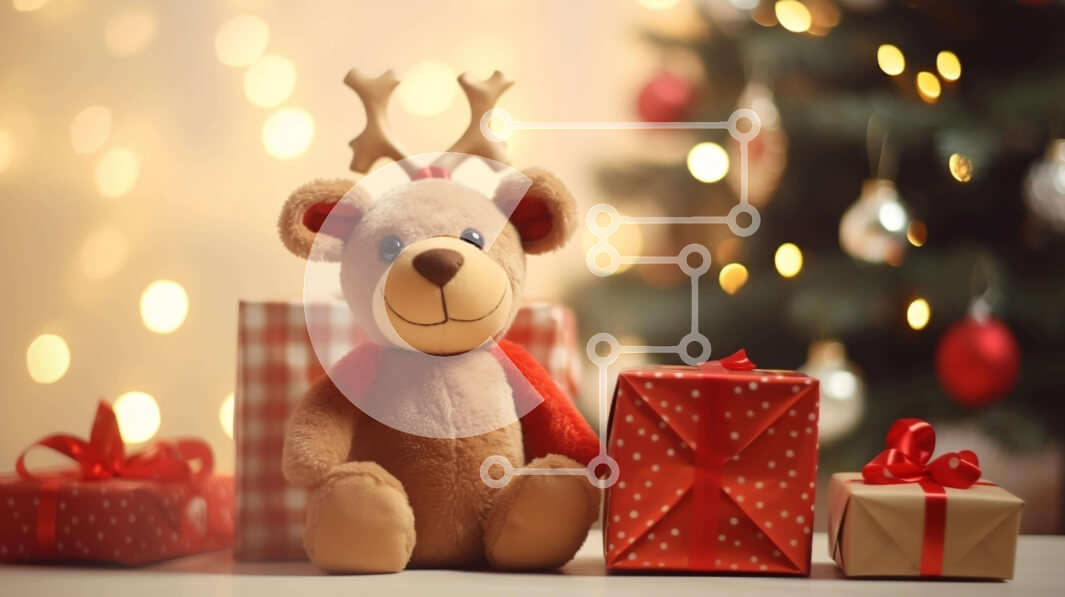 Intra Συλλεκτικό Ξύλινο Παζλ Plywood  4mm - Αρκουδάκι και κουτιά δώρων για την εορταστική περίοδο Σε Ξύλινο Κουτί - Διαστάσεις: 10x10 cm – 25 κομμάτια