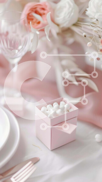 Intra Συλλεκτικό Ξύλινο Παζλ Plywood  4mm - Ροζ Marshmallows και τριαντάφυλλα στο τραπέζι Σε Ξύλινο Κουτί - Διαστάσεις: 10x10 cm – 25 κομμάτια