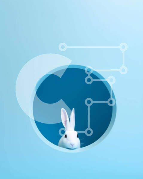 Σετ των 2 Intra Συλλεκτικό Ξύλινο Παζλ Plywood  4mm - Παιχνιδιάρικο λευκό λαγουδάκι σε μπλε φόντο Σε Ξύλινο Κουτί - Διαστάσεις: 10x10 cm – 25 κομμάτια