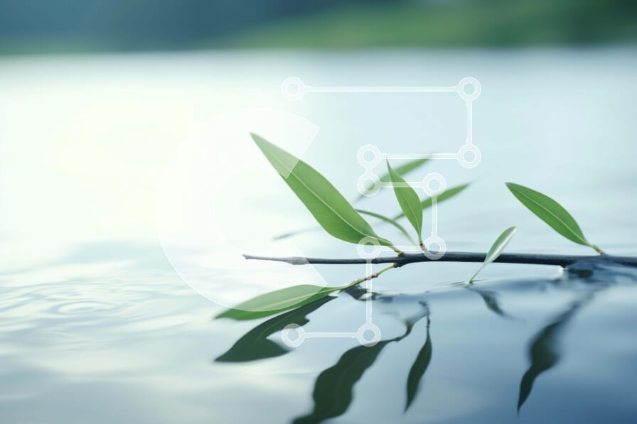 Intra Συλλεκτικό Ξύλινο Παζλ Plywood  4mm - Πράσινο κλαδί φύλλων που επιπλέει στην επιφάνεια του νερού Σε Ξύλινο Κουτί - Διαστάσεις: 10x10 cm – 25 κομμάτια