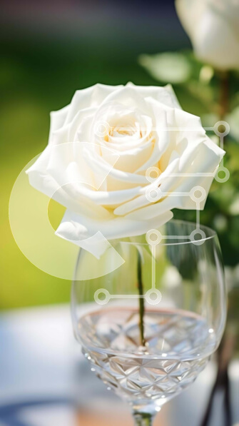 Σετ των 2 Intra Συλλεκτικό Ξύλινο Παζλ Plywood  4mm - Λευκό τριαντάφυλλο σε γυαλί στο τραπέζι Σε Ξύλινο Κουτί - Διαστάσεις: 10x10 cm – 25 κομμάτια