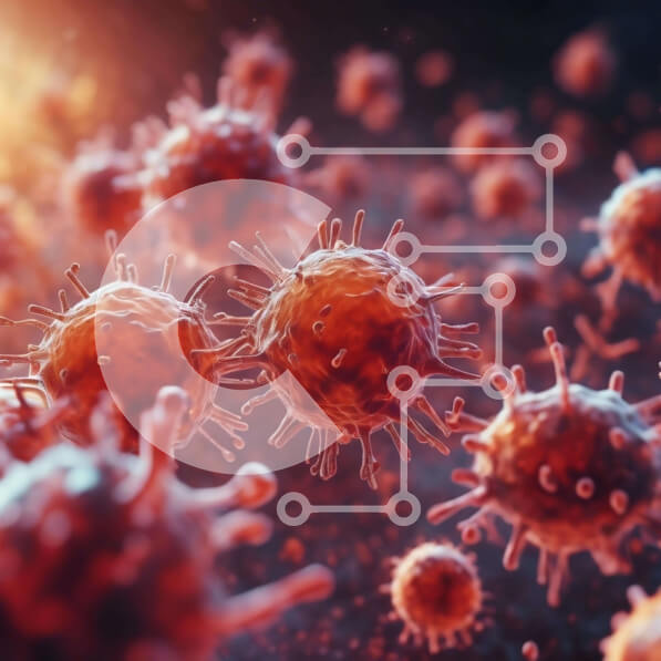 Intra Συλλεκτικό Ξύλινο Παζλ Plywood  4mm - τρισδιάστατη εικόνα κόκκινων και πορτοκαλί μικροοργανισμών Σε Ξύλινο Κουτί - Διαστάσεις Puzzle: 10x10 cm – 25 κομμάτια