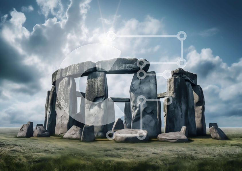 Intra Συλλεκτικό Ξύλινο Παζλ Plywood  4mm - Αρχαίο Stonehenge σε ένα τοπίο με γρασίδι Σε Ξύλινο Κουτί - Διαστάσεις Puzzle: 10x10 cm – 25 κομμάτια