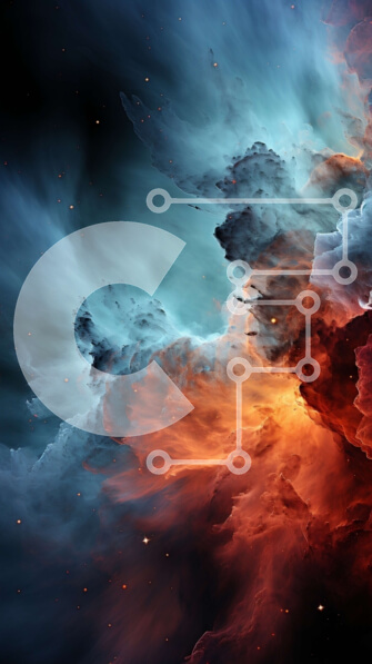 Intra Συλλεκτικό Ξύλινο Παζλ Plywood  4mm - Σαγηνευτική εικόνα ενός νεφελώματος σε κόκκινο, πορτοκαλί και μπλε χρώμα Σε Ξύλινο Κουτί - Διαστάσεις Puzzle: 10x10 cm – 25 κομμάτια