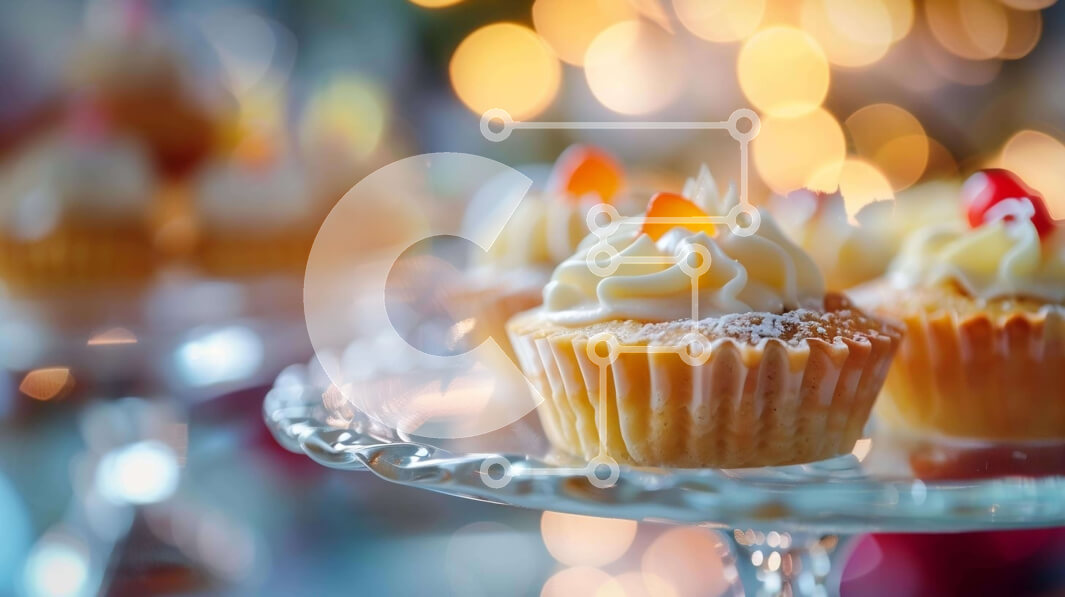 Σετ των 2 Intra Συλλεκτικό Ξύλινο Παζλ Plywood  4mm - Cupcakes με White Frosting και Πασπαλίζουμε σε Γυάλινο Πιάτο Σε Ξύλινο Κουτί - Διαστάσεις: 10x10 cm – 25 κομμάτια