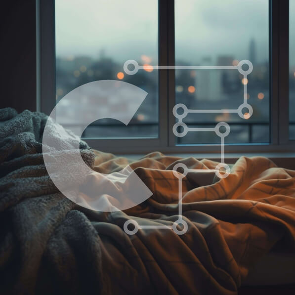 Intra Συλλεκτικό Ξύλινο Παζλ Plywood  4mm - Μη στρωμένο κρεβάτι με θέα στην πόλη τη νύχτα Σε Ξύλινο Κουτί - Διαστάσεις Puzzle: 10x10 cm – 25 κομμάτια