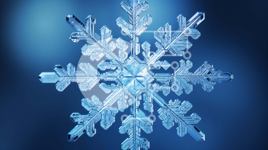 Intra Συλλεκτικό Ξύλινο Παζλ Plywood  4mm - Νιφάδα χιονιού με μικρούς κρυστάλλους σε μπλε φόντο Σε Ξύλινο Κουτί - Διαστάσεις Puzzle: 10x10 cm – 25 κομμάτια