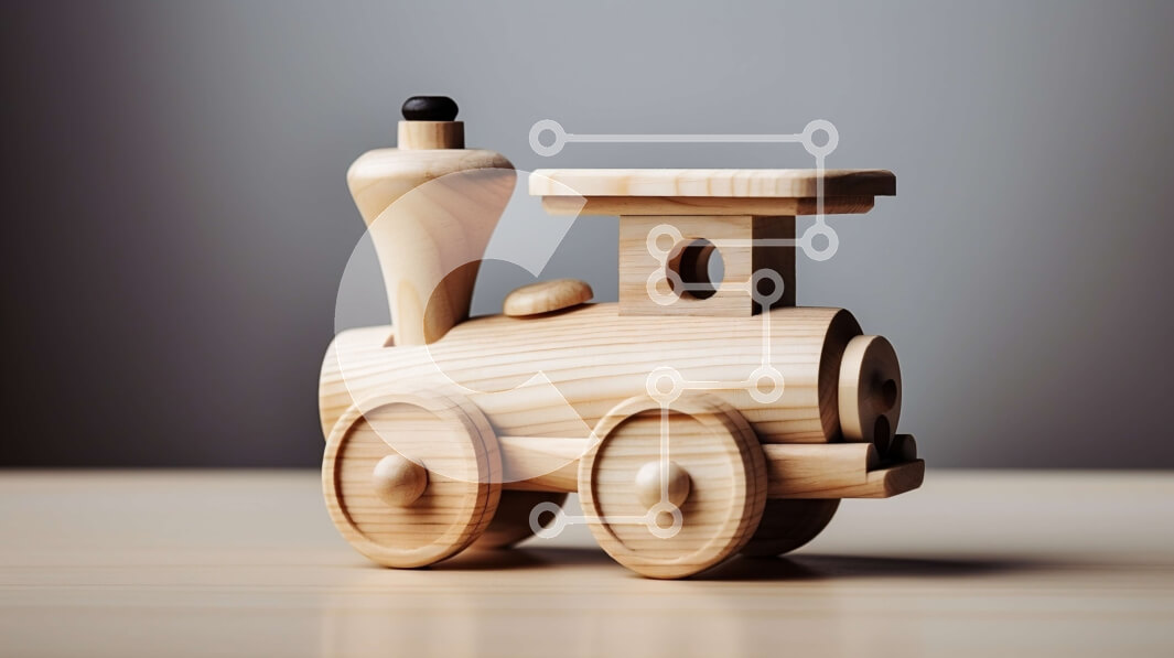 Intra Συλλεκτικό Ξύλινο Παζλ Plywood  4mm - Αξιολάτρευτο ξύλινο τρένο παιχνιδιών σε ένα παιχνιδιάρικο τραπέζι Σε Ξύλινο Κουτί - Διαστάσεις Puzzle: 10x10 cm – 25 κομμάτια