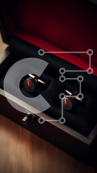 Intra Συλλεκτικό Ξύλινο Παζλ Plywood  4mm - Μαύρο και κόκκινο μανικετόκουμπα σε κουτί Σε Ξύλινο Κουτί - Διαστάσεις Puzzle: 10x10 cm – 25 κομμάτια