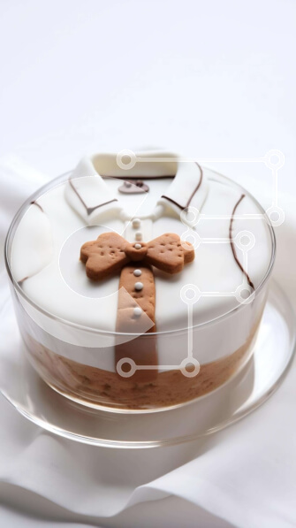 Intra Συλλεκτικό Ξύλινο Παζλ Plywood  4mm - Περίτεχνα διακοσμημένη τούρτα με σχέδιο πουκάμισου και παπιγιόν Σε Ξύλινο Κουτί - Διαστάσεις: 10x10 cm – 25 κομμάτια