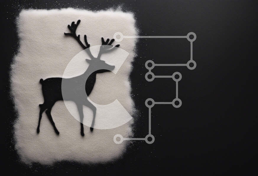 Intra Συλλεκτικό Ξύλινο Παζλ Plywood  4mm - Ελάφια σιλουέτα στο χιόνι για Χριστουγεννιάτικη διακόσμηση Σε Ξύλινο Κουτί - Διαστάσεις: 10x10 cm – 25 κομμάτια