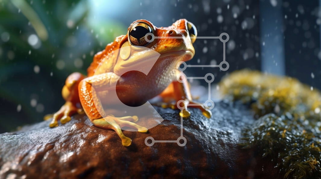 Σετ των 2 Intra Συλλεκτικό Ξύλινο Παζλ Plywood  4mm - Όμορφη εικόνα ενός κόκκινου βάτραχου στη βροχή Σε Ξύλινο Κουτί - Διαστάσεις: 10x10 cm – 25 κομμάτια