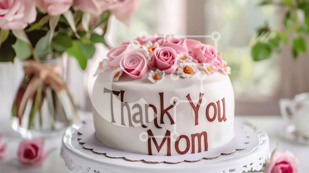 Intra Συλλεκτικό Ξύλινο Παζλ Plywood  4mm - Ευχαριστώ μαμά τούρτα με ροζ τριαντάφυλλα Σε Ξύλινο Κουτί - Διαστάσεις: 10x10 cm – 25 κομμάτια