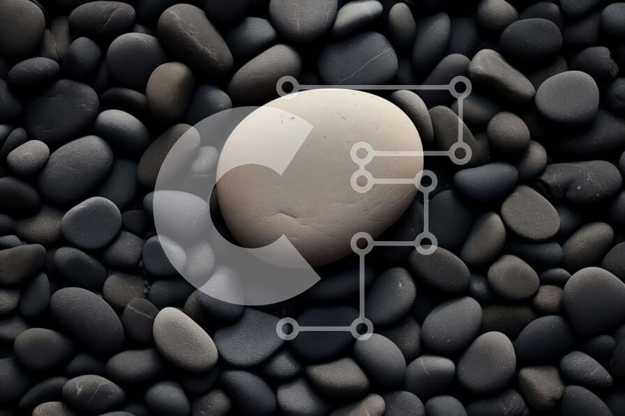 Intra Συλλεκτικό Ξύλινο Παζλ Plywood  4mm - Λευκή πέτρα που περιβάλλεται από μαύρα και γκρίζα βότσαλα Σε Ξύλινο Κουτί - Διαστάσεις: 10x10 cm – 25 κομμάτια